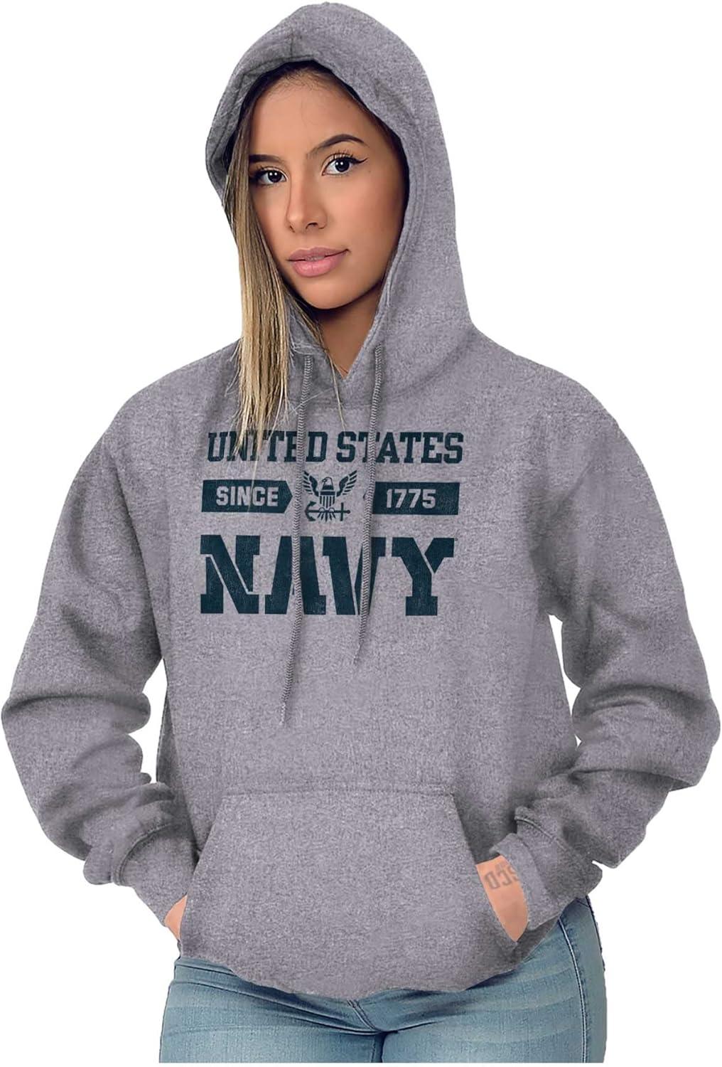 imageBrisco Brands United States Navy Since 1775 Hoodie Sweatshirt Women MenSport Grey