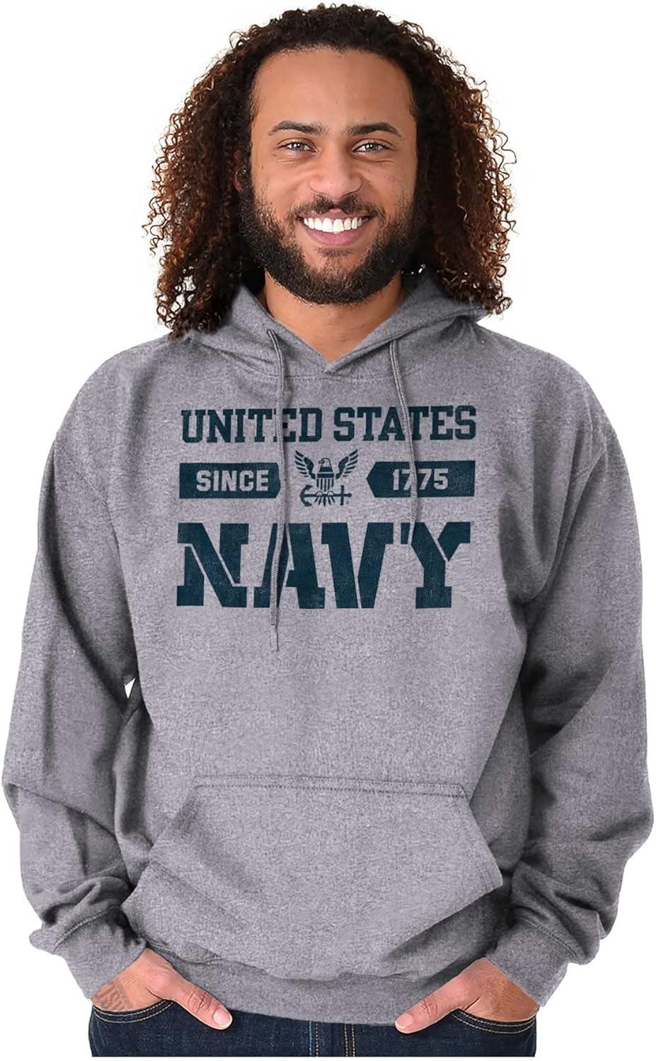 imageBrisco Brands United States Navy Since 1775 Hoodie Sweatshirt Women MenSport Grey