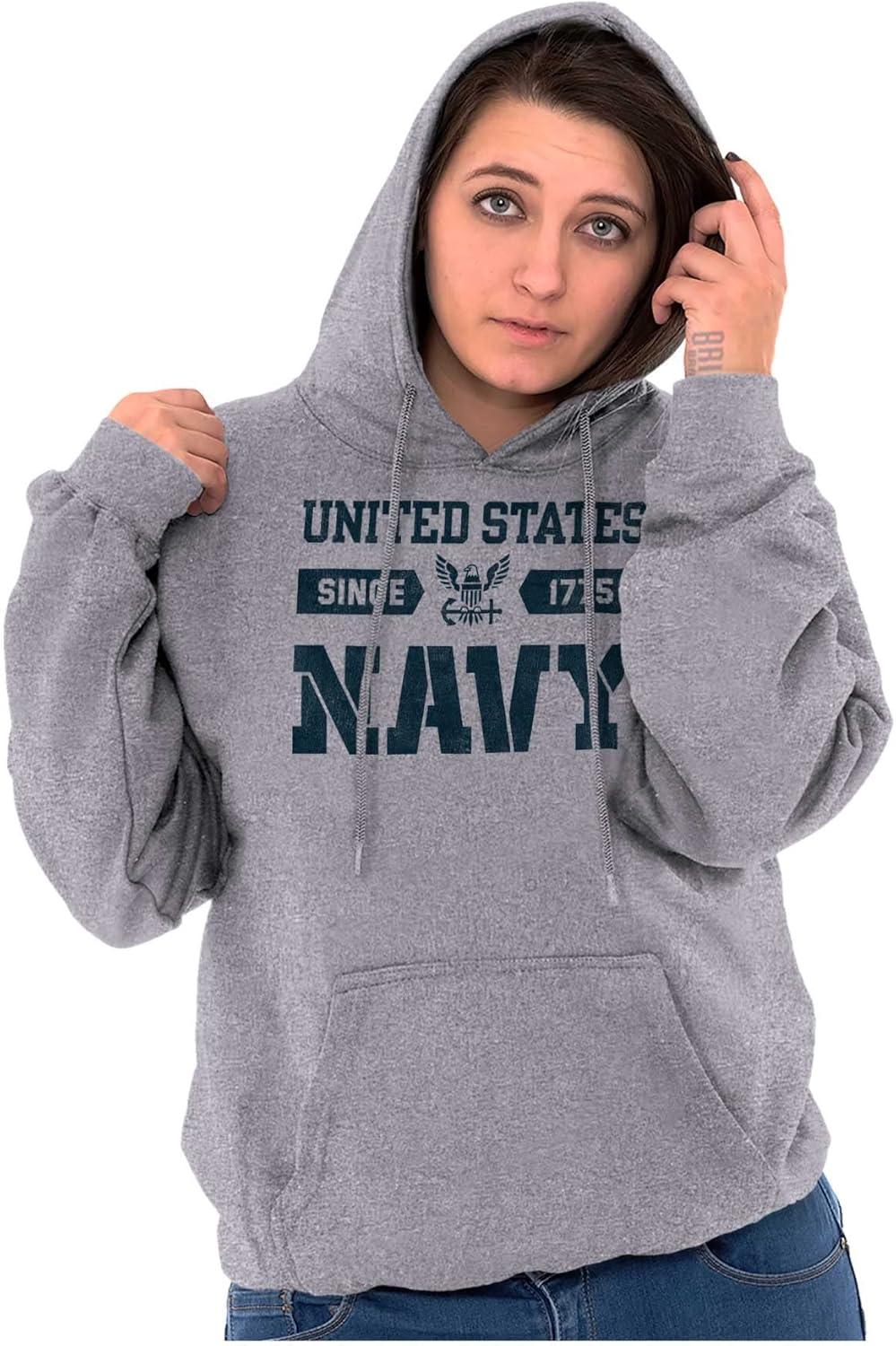 imageBrisco Brands United States Navy Since 1775 Hoodie Sweatshirt Women MenSport Grey