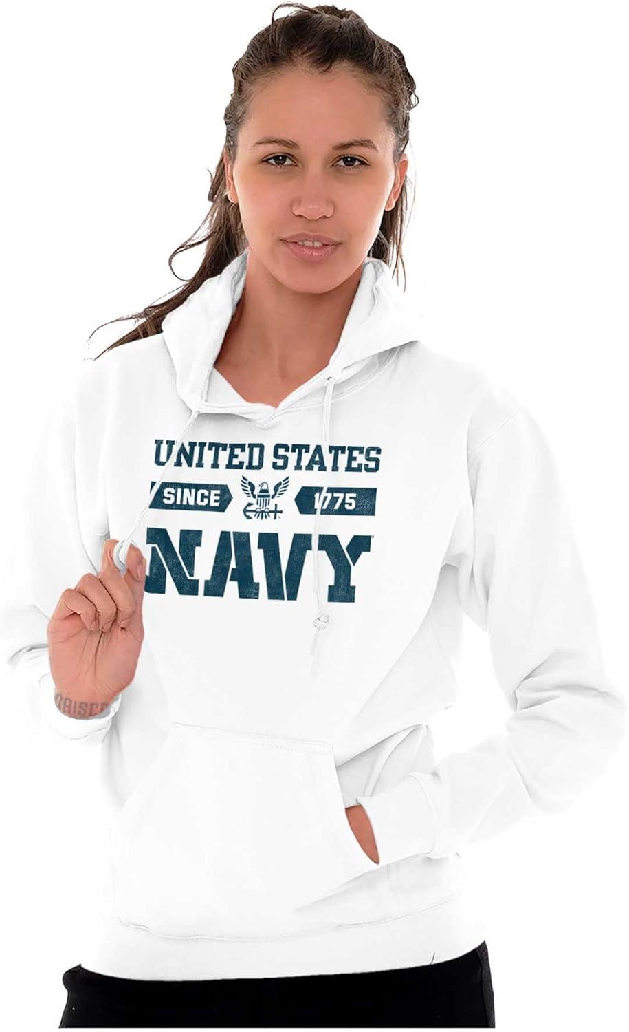 imageBrisco Brands United States Navy Since 1775 Hoodie Sweatshirt Women MenWhite