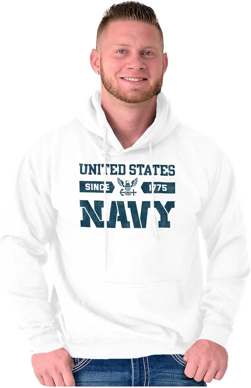 imageBrisco Brands United States Navy Since 1775 Hoodie Sweatshirt Women MenWhite