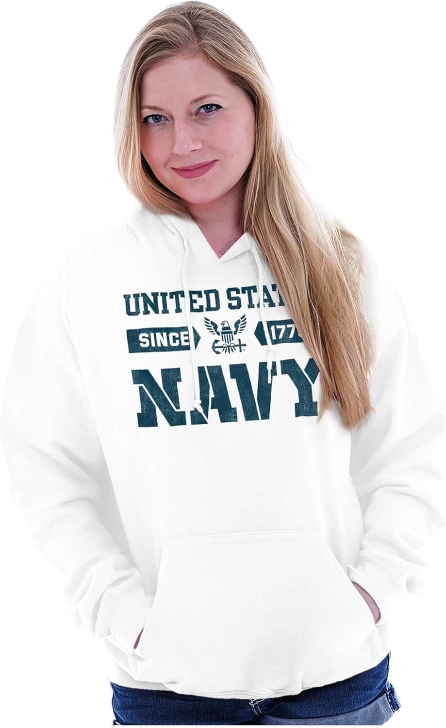 imageBrisco Brands United States Navy Since 1775 Hoodie Sweatshirt Women MenWhite