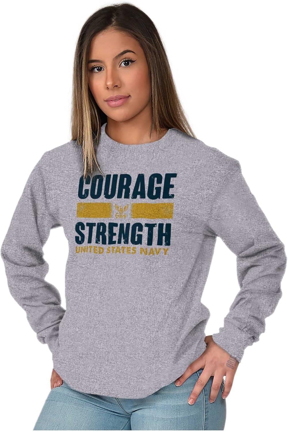imageCourage Strength United States Navy Long Sleeve Tshirt Men WomenSport Grey