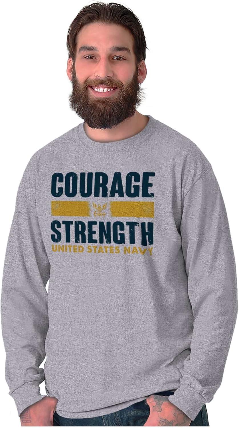 imageCourage Strength United States Navy Long Sleeve Tshirt Men WomenSport Grey