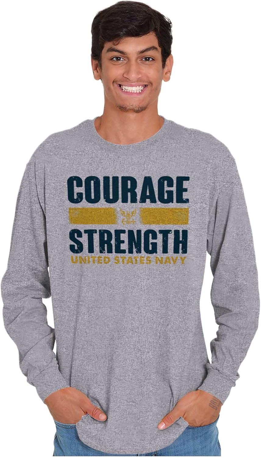 imageCourage Strength United States Navy Long Sleeve Tshirt Men WomenSport Grey