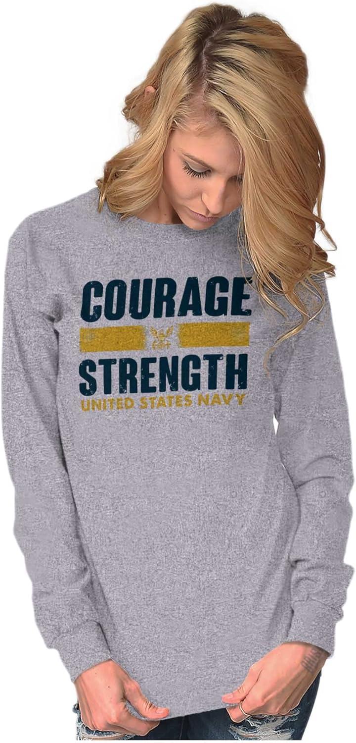 imageCourage Strength United States Navy Long Sleeve Tshirt Men WomenSport Grey