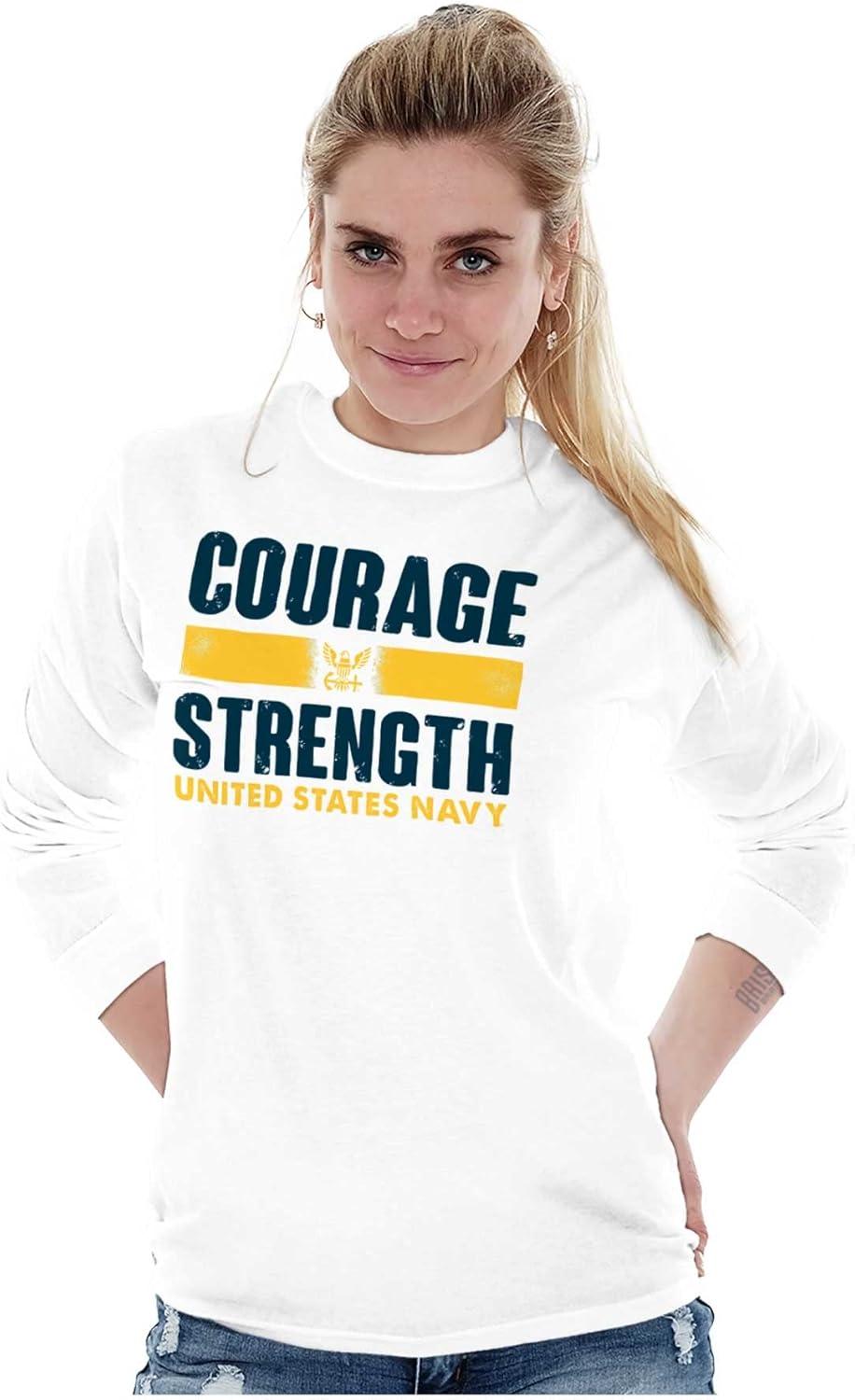 imageCourage Strength United States Navy Long Sleeve Tshirt Men WomenWhite