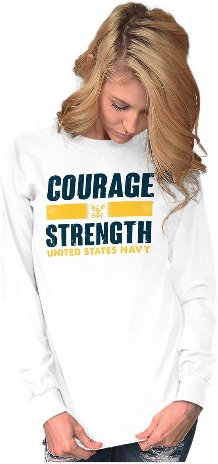 imageCourage Strength United States Navy Long Sleeve Tshirt Men WomenWhite