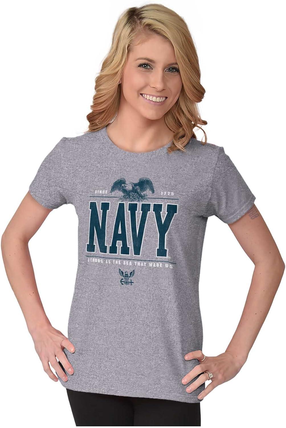 imageUS Navy Strong As Sea That Made Us Womens Slim Fit Graphic TeeSport Grey