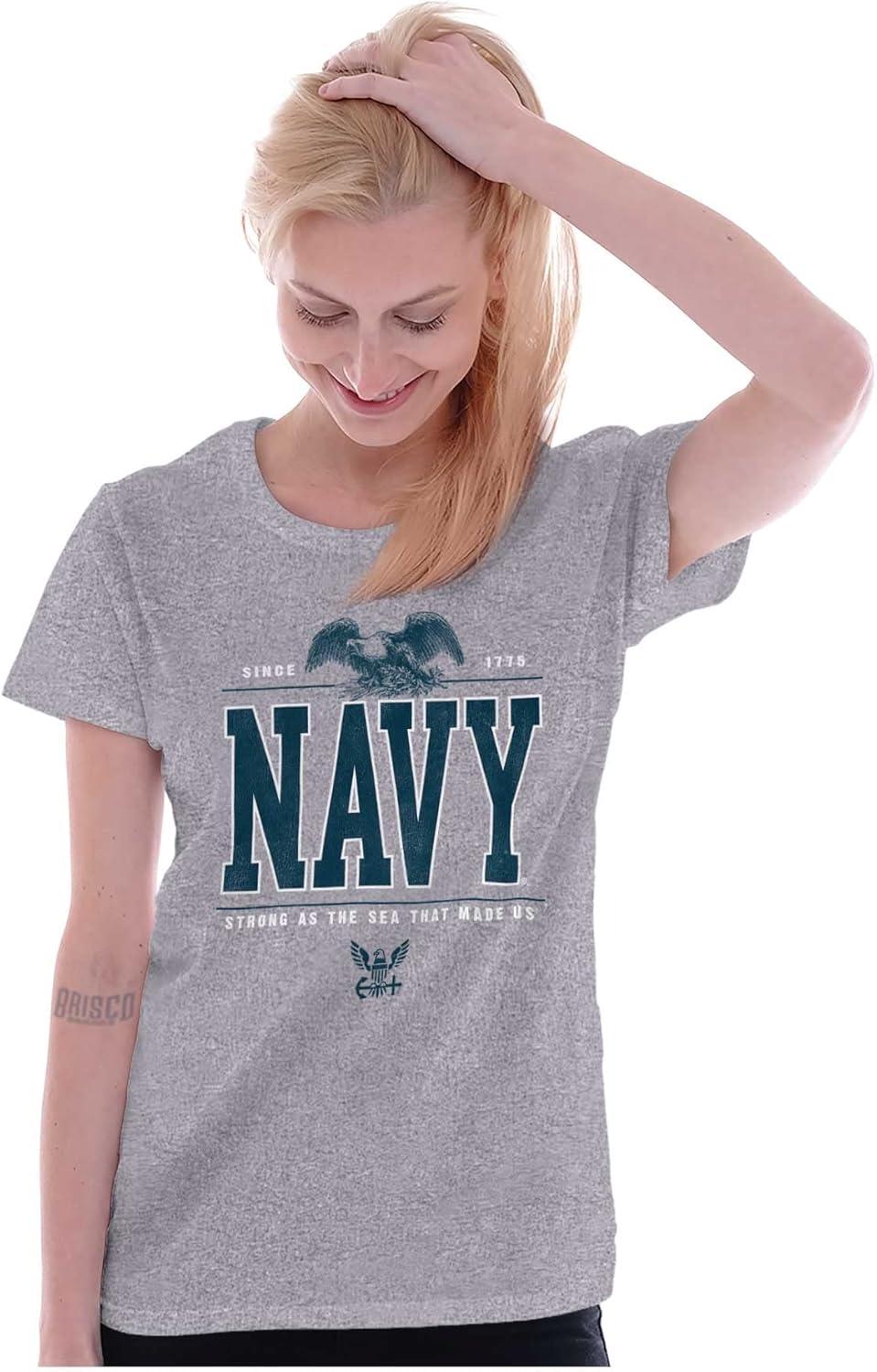 imageUS Navy Strong As Sea That Made Us Womens Slim Fit Graphic TeeSport Grey