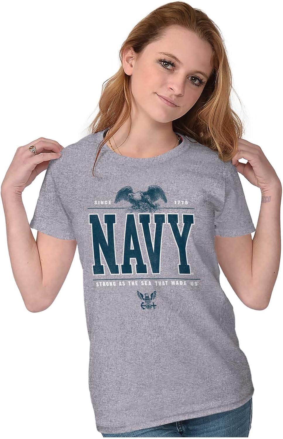 imageUS Navy Strong As Sea That Made Us Womens Slim Fit Graphic TeeSport Grey