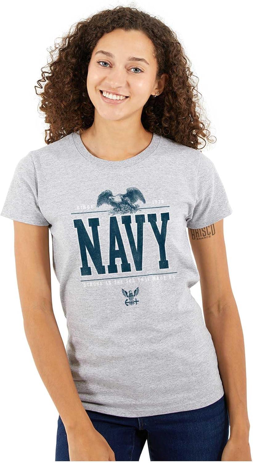 imageUS Navy Strong As Sea That Made Us Womens Slim Fit Graphic TeeSport Grey