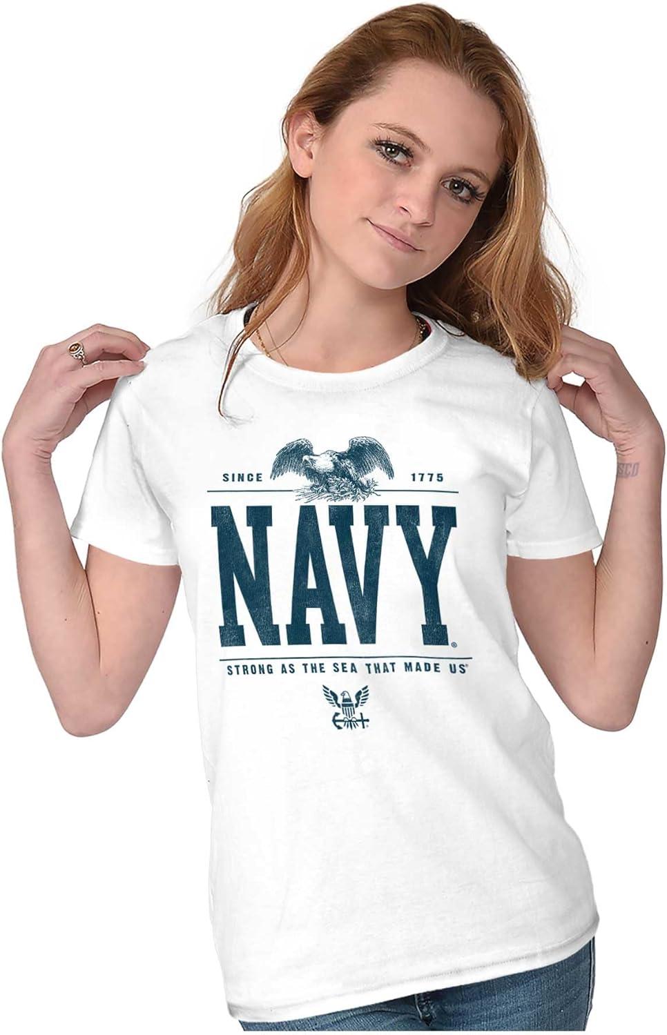 imageUS Navy Strong As Sea That Made Us Womens Slim Fit Graphic TeeWhite