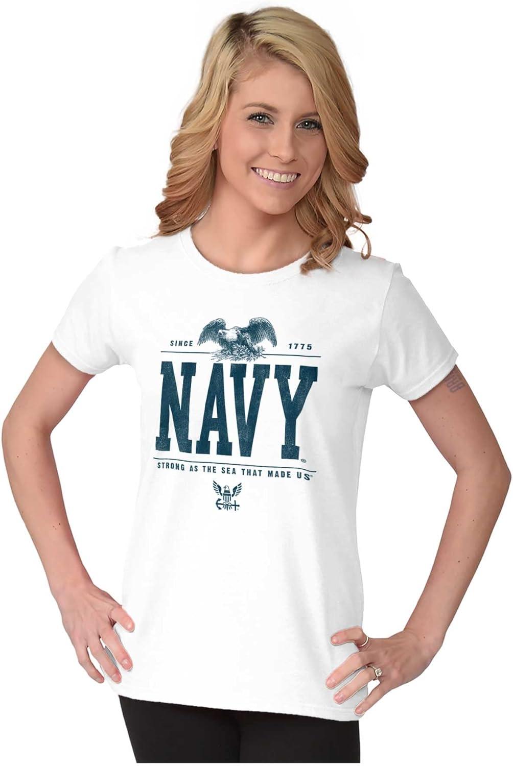 imageUS Navy Strong As Sea That Made Us Womens Slim Fit Graphic TeeWhite