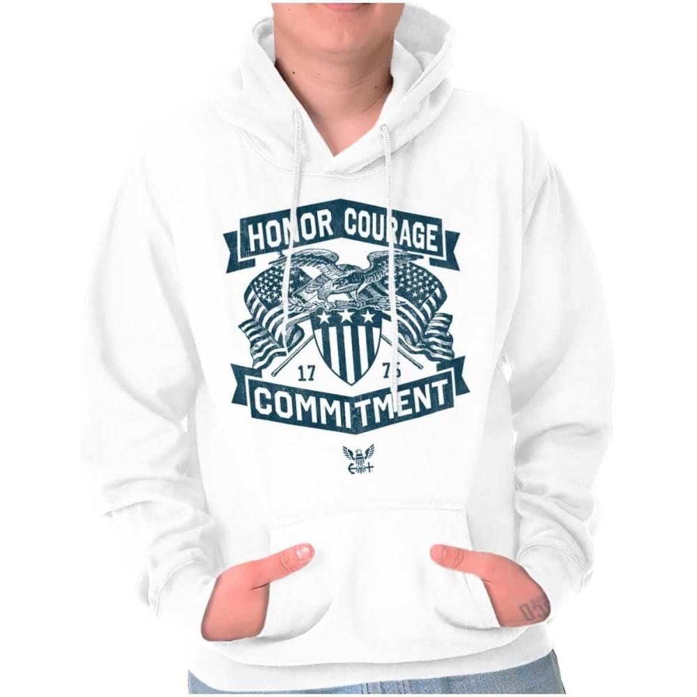 imageBrisco Brands US Navy Honor Courage Commitment Hoodie Sweatshirt Women MenWhite