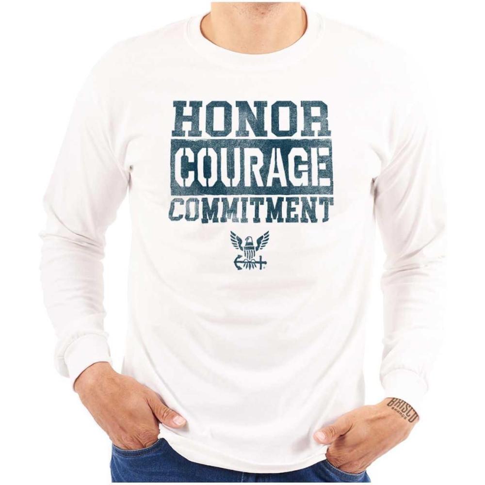 imageBrisco Brands US Navy Honor Courage Commitment Long Sleeve Tshirt Men WomenWhite