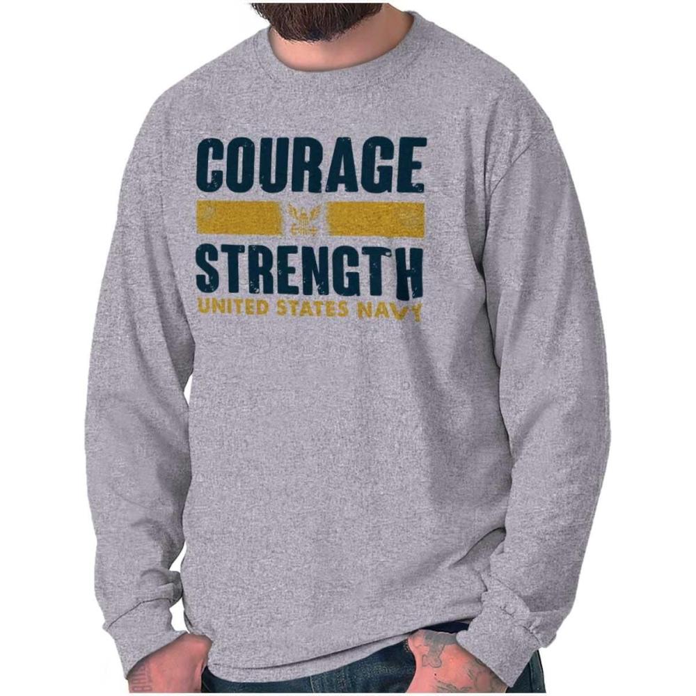 imageCourage Strength United States Navy Long Sleeve Tshirt Men WomenSport Grey