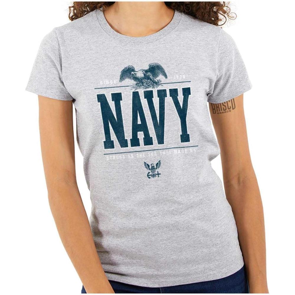 imageUS Navy Strong As Sea That Made Us Womens Slim Fit Graphic TeeSport Grey