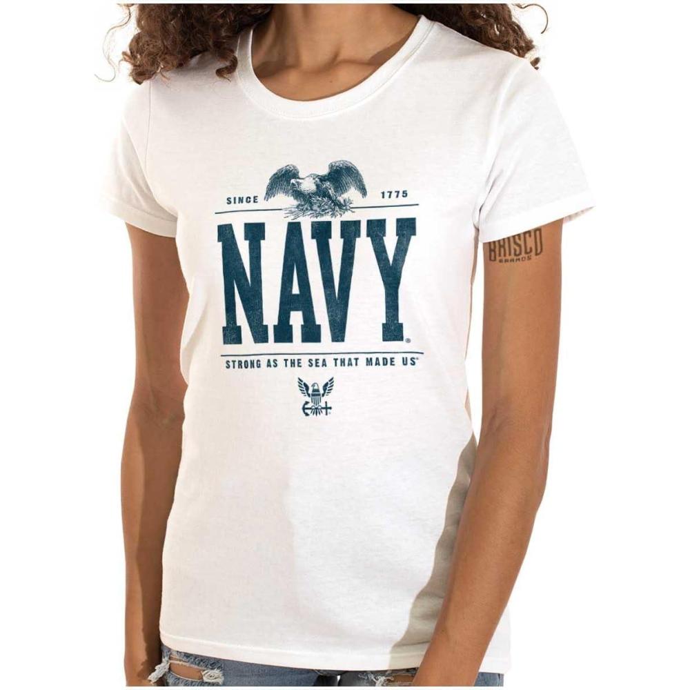 imageUS Navy Strong As Sea That Made Us Womens Slim Fit Graphic TeeWhite