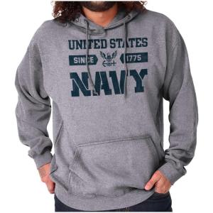 Brisco Brands United States Navy Since 1775 Hoodie Sweatshirt Women Men(Sport Grey)