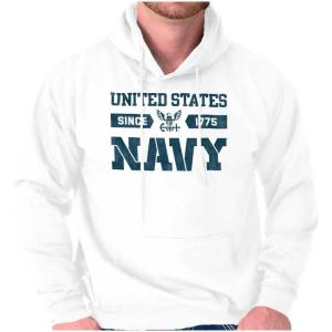 Brisco Brands United States Navy Since 1775 Hoodie Sweatshirt Women Men(White)