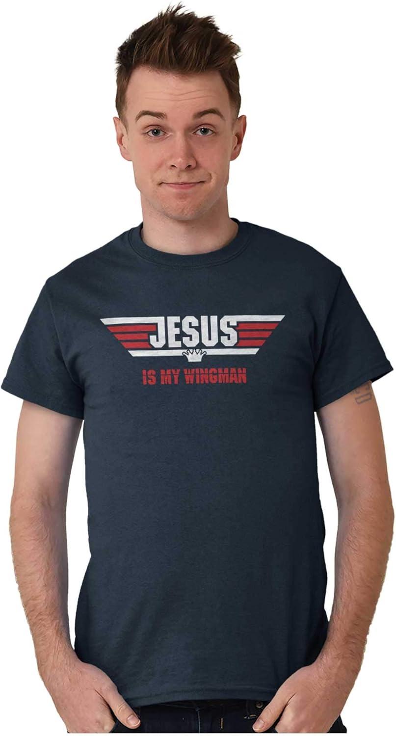 imageChristian Strong Jesus is My Wingman Religious Graphic T Shirt Men or WomenNavy