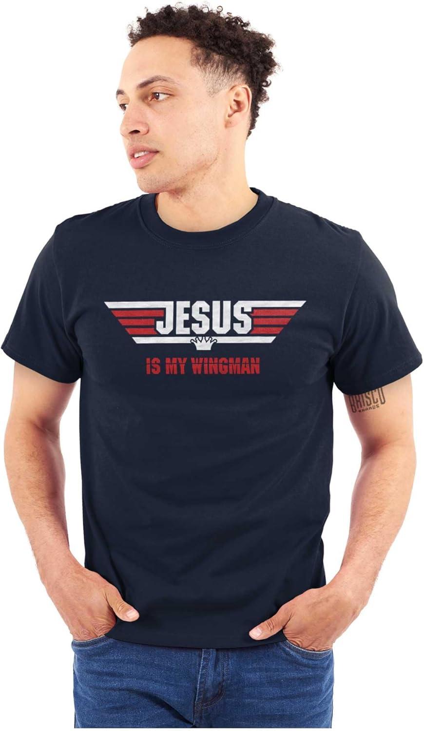 imageChristian Strong Jesus is My Wingman Religious Graphic T Shirt Men or WomenNavy