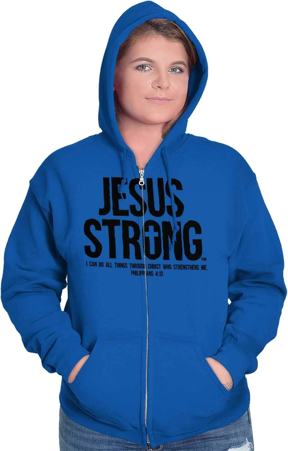 imageJesus Strong Philippians 413 Bible Zip Up Hoodie Mens WomensRoyal