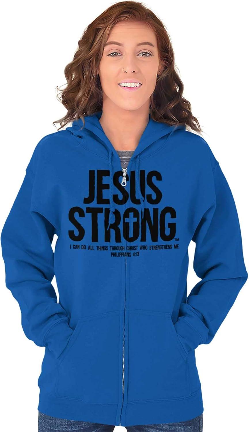 imageJesus Strong Philippians 413 Bible Zip Up Hoodie Mens WomensRoyal