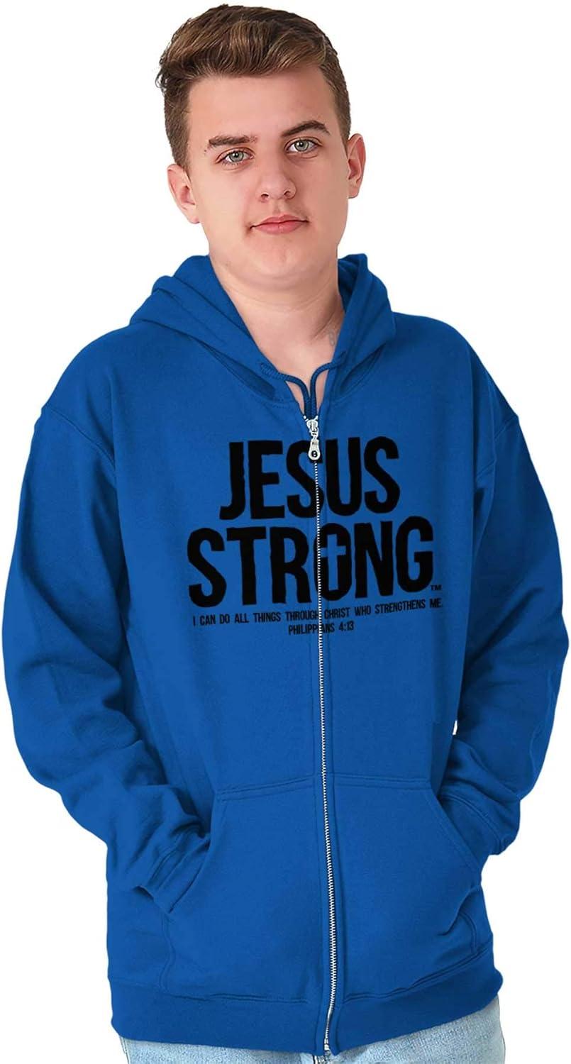 imageJesus Strong Philippians 413 Bible Zip Up Hoodie Mens WomensRoyal