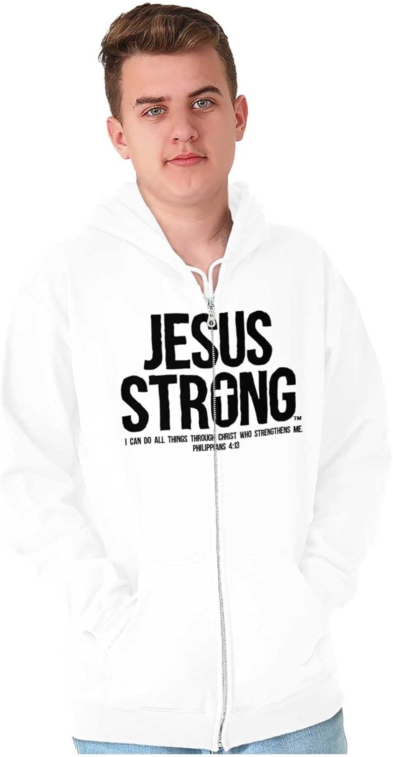 imageJesus Strong Philippians 413 Bible Zip Up Hoodie Mens WomensWhite