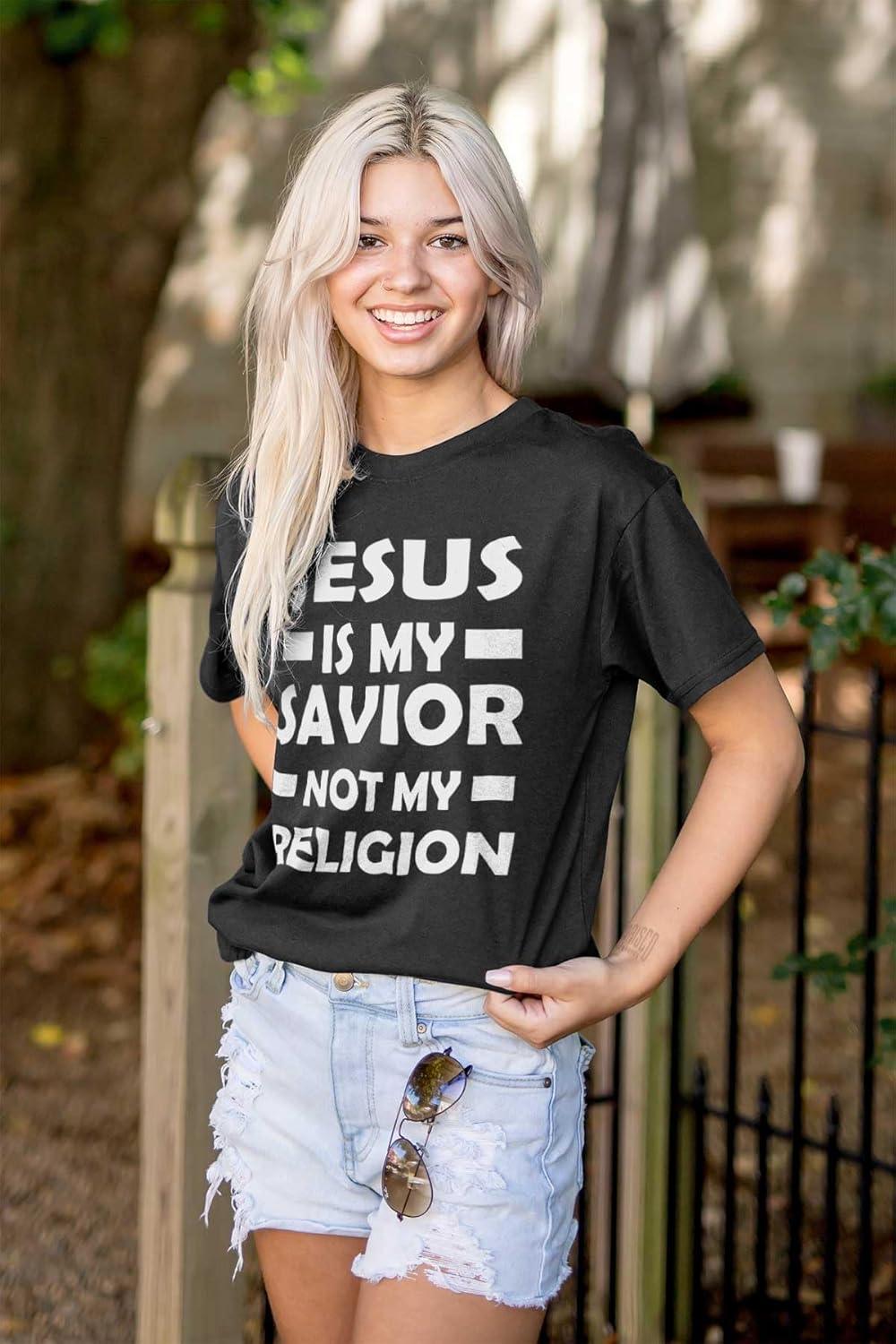 imageJesus is My Savior Not My Religion Graphic T Shirt Men or WomenBlack