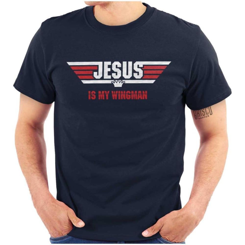 imageChristian Strong Jesus is My Wingman Religious Graphic T Shirt Men or WomenNavy
