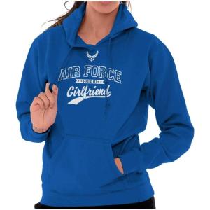 Brisco Brands US Air Force Proud USAF Girlfriend Hoodie Sweatshirt Women(Royal)