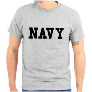 United States Army Military Graphic T Shirt Men or Women(Navy – Sport Grey With Black Ink)