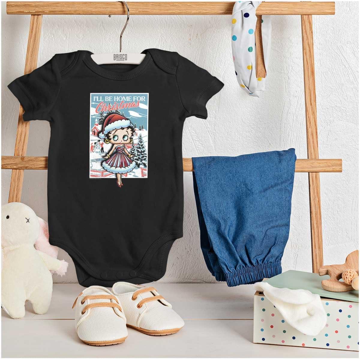 imageBrisco Brands Betty Boop Be Home For Christmas Baby Bodysuit Jumper GirlsBlack