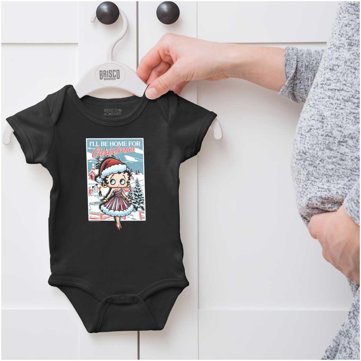 imageBrisco Brands Betty Boop Be Home For Christmas Baby Bodysuit Jumper GirlsBlack