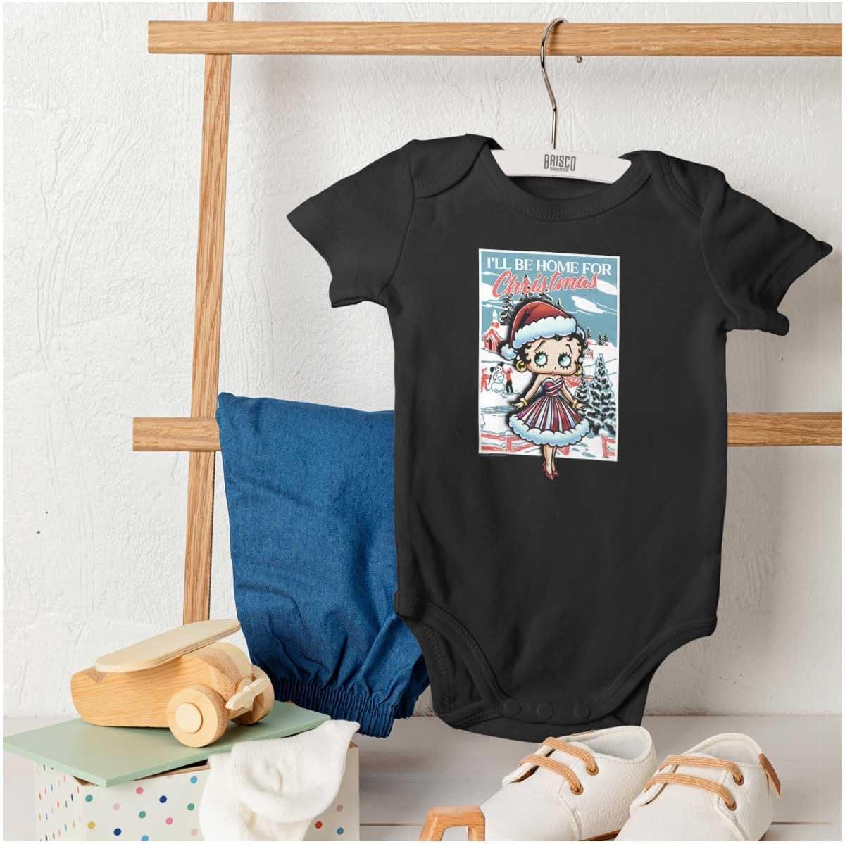 imageBrisco Brands Betty Boop Be Home For Christmas Baby Bodysuit Jumper GirlsBlack
