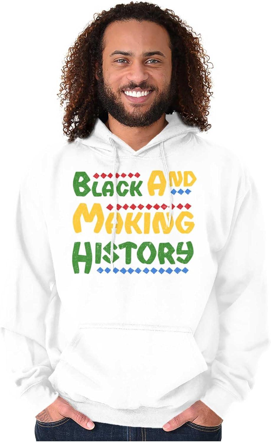 imageBrisco Brands Black and Making History BHM Pride Hoodie Sweatshirt Women MenWhite