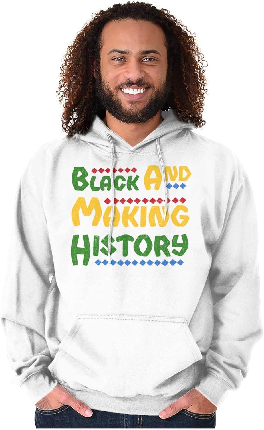 imageBrisco Brands Black and Making History BHM Pride Hoodie Sweatshirt Women MenWhite