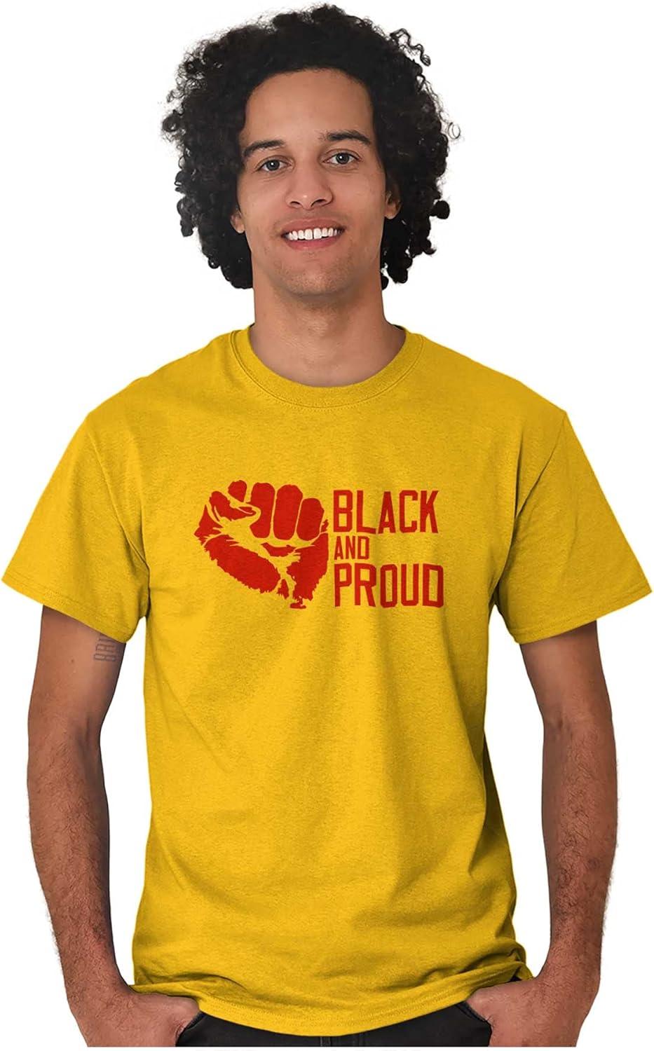 imageBrisco Brands Black and Proud African American Graphic T Shirt Men or WomenGold