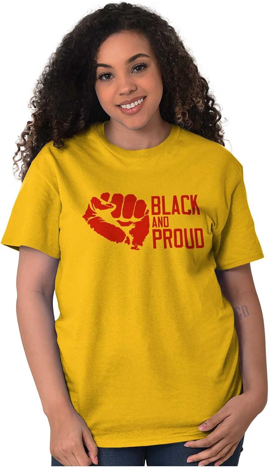 imageBrisco Brands Black and Proud African American Graphic T Shirt Men or WomenGold