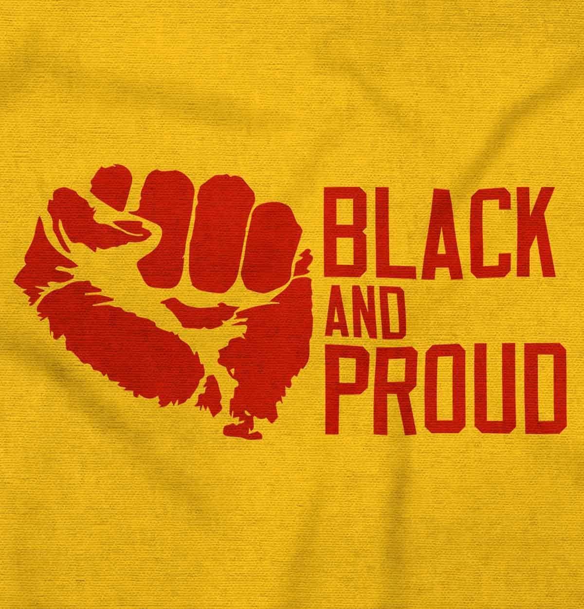 imageBrisco Brands Black and Proud African American Graphic T Shirt Men or WomenGold