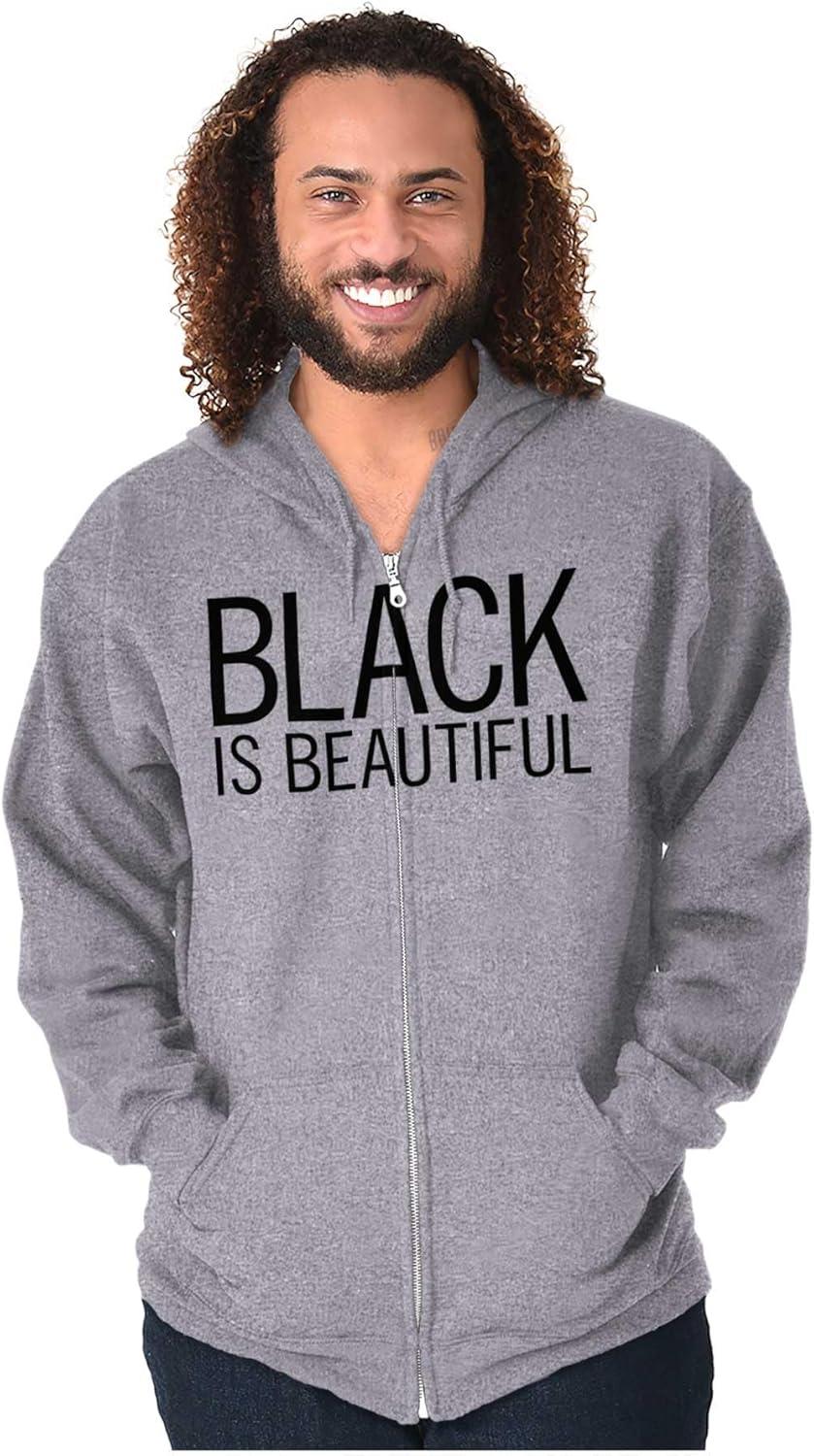 imageBrisco Brands Black is Beautiful Melanin Pride Zip Hoodie Sweatshirt WomenSport Grey