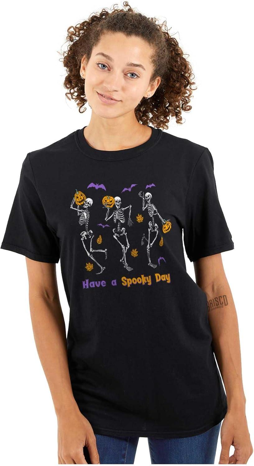 imageBrisco Brands Halloween Have A Spooky Day Skeletons Graphic T Shirt Men or WomenBlack