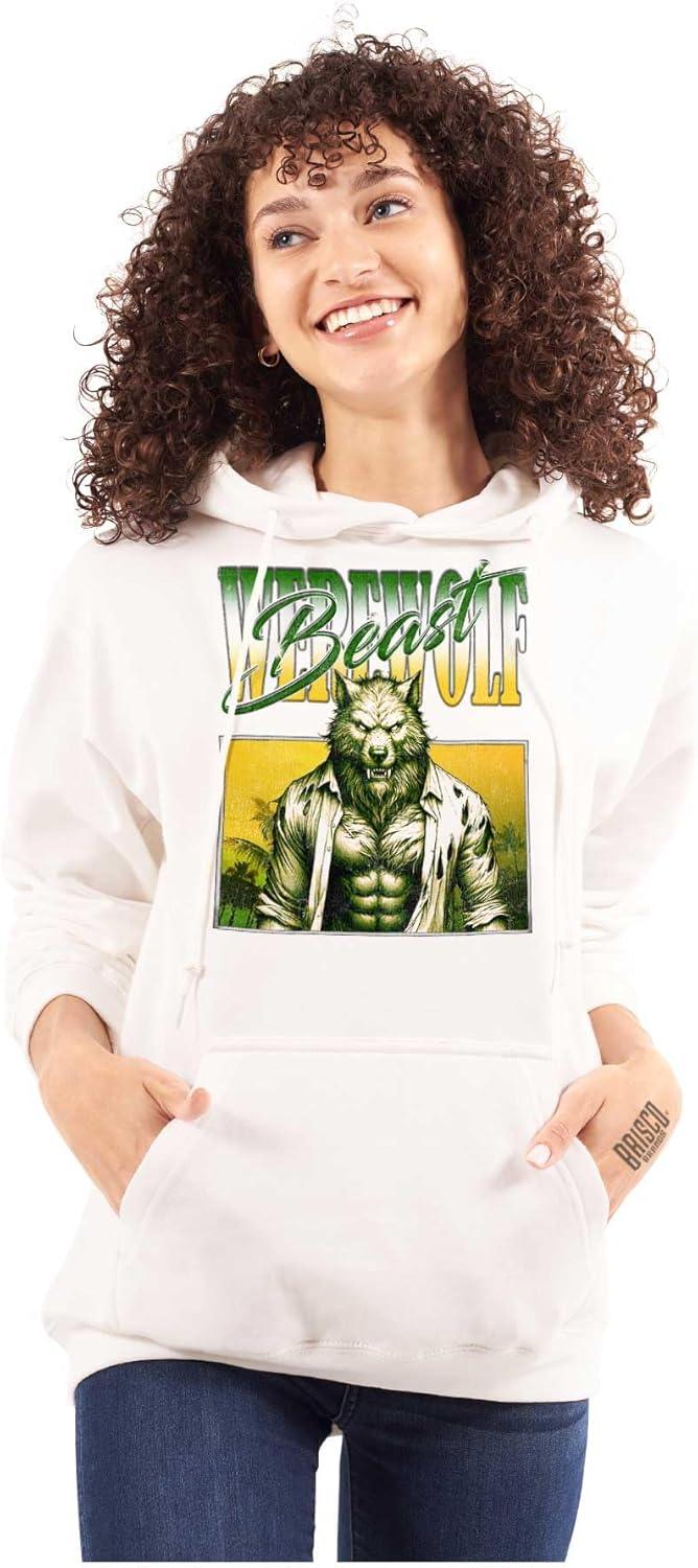 imageBrisco Brands Halloween Monster Werewolf Beast Hoodie Sweatshirt Women MenWhite