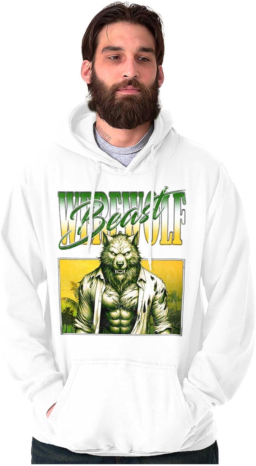imageBrisco Brands Halloween Monster Werewolf Beast Hoodie Sweatshirt Women MenWhite