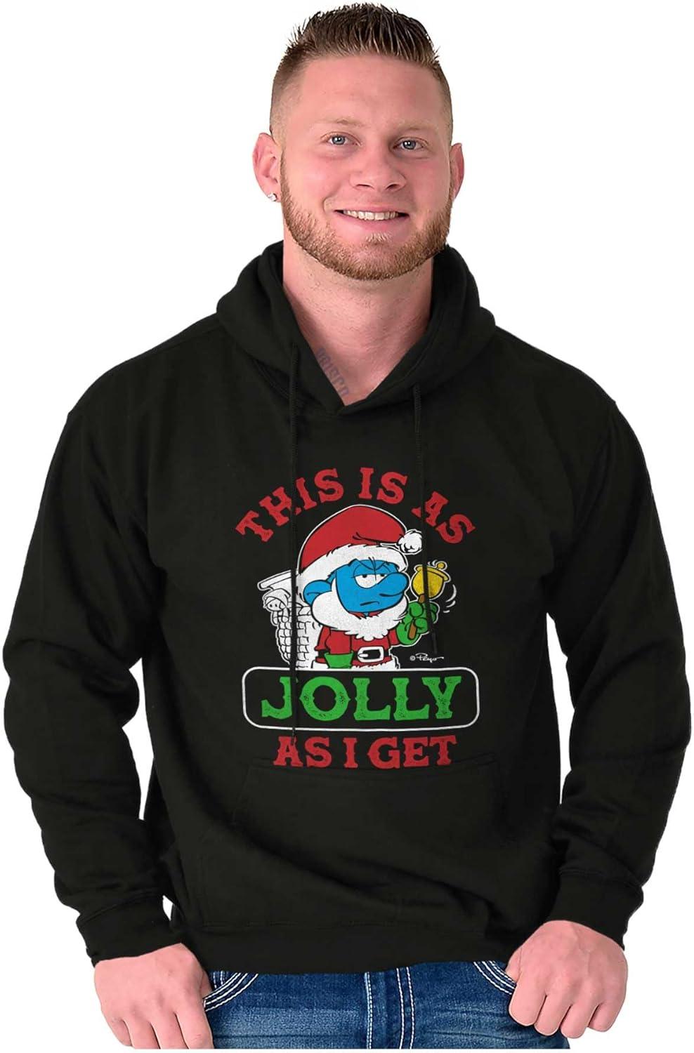 imageBrisco Brands Santa Grumpy Smurf Jolly Christmas Hoodie Sweatshirt Women MenBlack