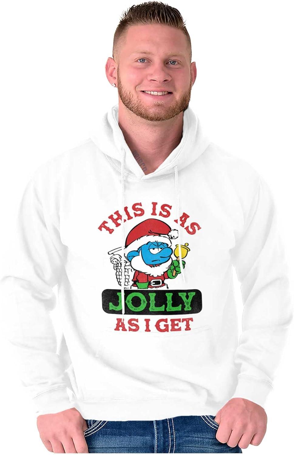 imageBrisco Brands Santa Grumpy Smurf Jolly Christmas Hoodie Sweatshirt Women MenWhite