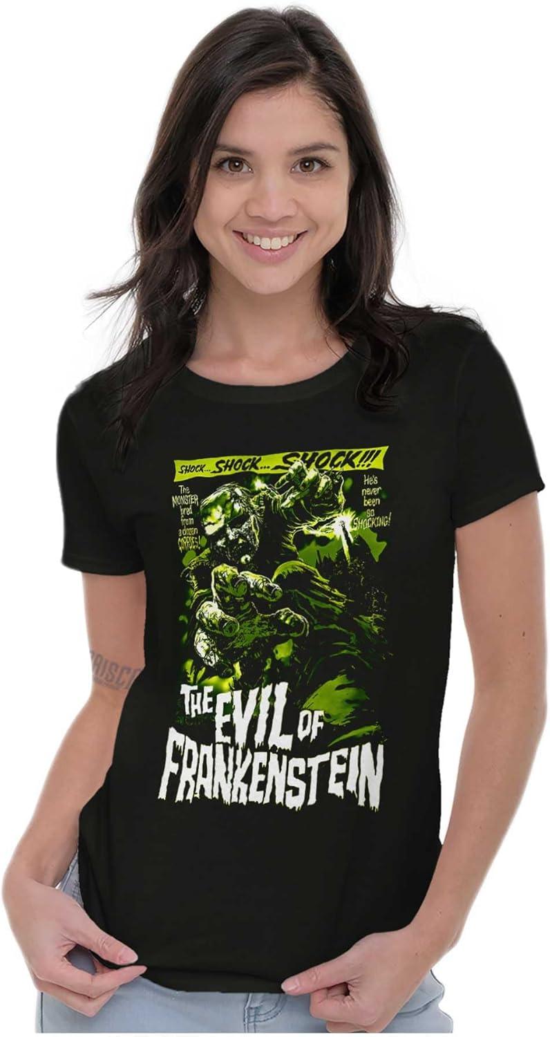 imageBrisco Brands The Evil of Frankenstein Movie Poster Womens Slim Fit Graphic TeeBlack
